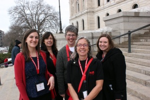 Nurses gather outside the Capitol after all day meetings with legislators.